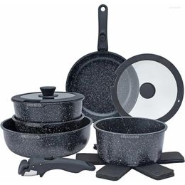 Cookware Sets Country Kitchen 13 Piece Pots And Pans Set - Safe Nonstick With Removable Handle RV Oven