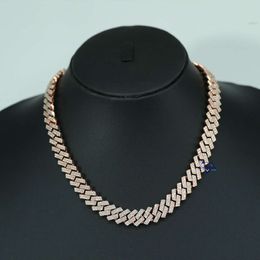 Wholesale Hip Hop Jewellery Crafted with Moissanite Diamond Cuban Link Chain 14kt Rose Gold Fully Iced Out Designer Necklaces