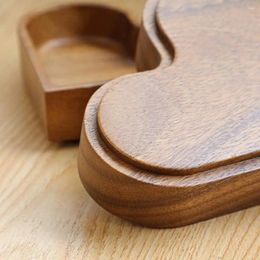 Plates Walnut Wood Serving Tray Heart-shaped Wooden Snack Set For Dining Table Multi-purpose Stackable