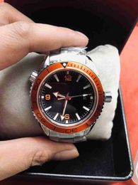 2023 Hot Sale 45mm Diameter Mens Sports Watch Sapphire Full Stainless Steel Case Fashion Orange Bezel Luxury Watches For Men Automatic Mechanical Transparent Back