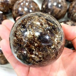 Decorative Figurines 6-7CM Rare Natural Gemstones Brown Lepidolite Lithium Mica Minerals Ball Collection Crystals Stone Sphere Geological