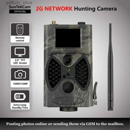 Hunting Trail Cameras SunTekCam 16MP 940nm 1080P 2G Hunting Trail Camera with Solar Panel Charging Night Vision IP56 Waterproof MMS SMS GPRS Photo Trap Q240321