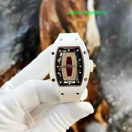 RM Watch Swiss Watch Tactical Watch RM07-01 Womens Series RM07-01 Black Lip 18K Rose Gold Snowflake Diamond Womens White