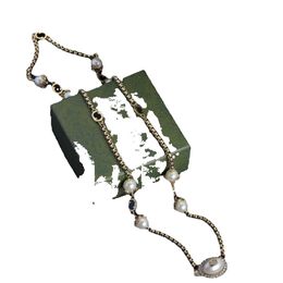 Set di gioielli da sposa con catena di perle e diamanti, collana di maglione di design, maglione da sposa da donna in oro, con catena di perle