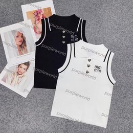 Womens Tank Tops Designer Embroidery Knitted Vest Sleeveless Pullover Sport Tops