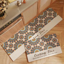 Carpets Retro Style PVC Long Kitchen Floor Mat PU Leather Waterproof And Oil-proof Wash-free Dirt-resistant Carpet