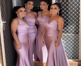 One Shoulder Bridesmaid Dresses For Africa Unique Design 2022 New Full Length Wedding Guest Gowns Junior Maid Of Honour Dress Ribbo3070543