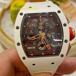 Nice Wristwatch RM Wrist Watch Collection Series 40/50mm Calendar Timing Limited RM011 White Ceramic Side Gold Speci