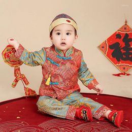 Ethnic Clothing Kids Traditional Chinese Style Embroidered Hanfu Tops Pants Tang Suit Baby Boy Year Birthday Party Outfits Oriental