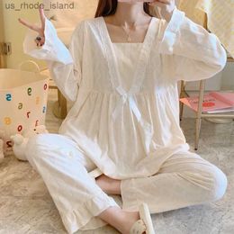 Sleep Lounge 100% pure cotton thin double high z pregnant woman care sweet Pyjama set pregnant woman spring pajamasL2404