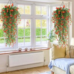 Decorative Flowers Indoor Outdoor Fake Realistic Artificial Eucalyptus Flower Garland For Home Wedding Garden Decor Colorful