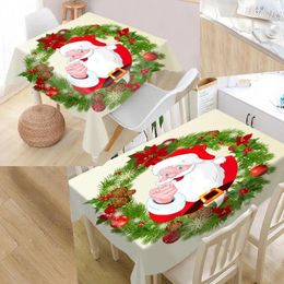 Table Cloth Santa Pine Branch Wreath Home Festive Atmosphere Christmas Ornament Dustproof Tablecloth Kitchen Decorations