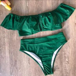 Women's Swimwear Women Bikinis Lotus Leaf Ladies Bikini Split Swimsuit Sexy Sleeve Micro