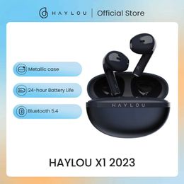 Cell Phone Earphones HAYLOU X1 2023 True Wireless Earphone Metal Case Bluetooth 5.4 Earphone 24 Hour Battery Life Mobile Half In Earphone Earphones Q240321