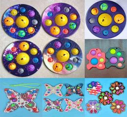 Starry Happy Planet push pop bubbles popper sensory finger toys eight planets flower board butterfly spinners key ring stress relief6529462