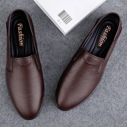 Casual Shoes Men's Brands Fashion Anti-slip Wearable Comfortable Leather Soft Bottom Business Versatile Slip-on