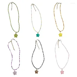 Pendant Necklaces Five-pointed Star Beaded Necklace Colorful Choker Rice Beads Material Party Daily Neck Jewelry For Wedding