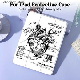 Tablet PC Cases Bags Sketch Heart Case Compatible With iPad 9.7-Inch (6th/5th Generation 2018/2017)Mini4/5 Air4/5 10.9inWith Pen HolderY240321Y240322