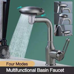 Bathroom Sink Faucets Multi Functional Waterfall Basin Faucet 4 Modes Stream Sprayer 360° Rotation Cold Water Mixer Wash Tap For