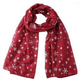 Scarves Snowflake Linen Scarf For Women Lady Chrismas Long Tassel Winter Soft Gauze Wrap Shawls Year Gift