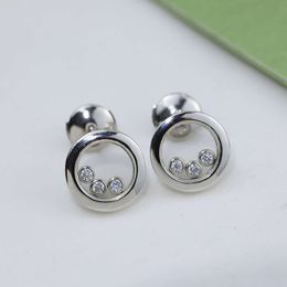 Hot Sales Fashionable Personalised Sparkling Glass Round Earrings Anti Allergy Transparent Exquisite Accessories Brand Jewellery