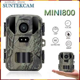 Hunting Trail Cameras New Mini800 Hunting Trail Camera 48MP 4K Outdoor Infrared Low Light Arc Camera Wildlife Reconnaissance Night Vision Waterproof Q240321