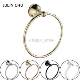 Towel Rings Hand Towel Ring Holder Black White Wall Mounted Bathroom Accessories Antique Bronze Round Hanging Chrome Towel Hanger Ring Gold 240321