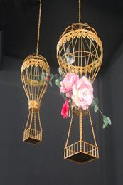 Celebration prop wedding birthday party stage ceiling decor wedding flower vase holder drop ornament decor ceiling hanging air9533756