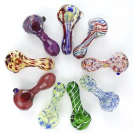 Hand Pipes Cute Glass Tobacco Pipes Colorful Glass Pipe 2.9 Inch Fumed Spoon Hand-Blown Glass Pieces Smoking Bowl LL