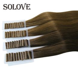 Extensions Straight PU Tape In Human Hair Extensions Natural Skin Weft Adhesive Invisible Tape Hair Brazilan Virgin Hair Extension 12"26"