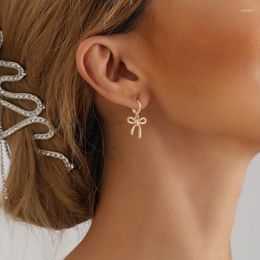 Hoop Earrings Gold Plated Geometric Metal Stylish Bowknot Ear Studs Ornaments And Fashionable Rings Accessories