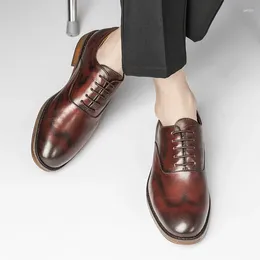 Casual Shoes A042 Large Size 39-46 Vintage Office Men's Dress Genuine Leather Male Loafers British Footwear Fashion Man