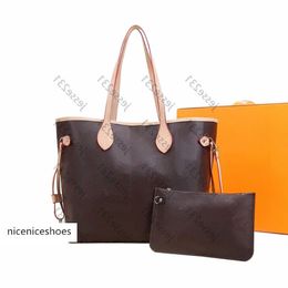 Top quality Fashion 2pcs set women and Small bag Brown flower grid Shoulder Bags Tote ladies handbag lady Messenger purse227Z