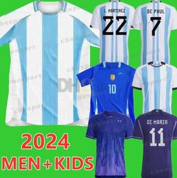 ArgENtiNA Soccer Jersey 2024 Copa America Cup Camisetas Kids Kit 2025 National Team 24/25 Home Away Football Shirt M E S SI Player Version DI MARIA LAUTARO MARTINEZ 4XL
