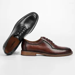 Casual Shoes Fashion Business Men Genuine Leather Lace Up Dress Working Male Wedding British ShoesA025