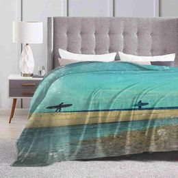 Blankets Surfers At Lagoon 1 Blanket Soft Warm Travel Portable Beach Vintage