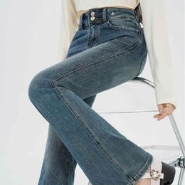 Women's Jeans Sequined Flare Women Vintage High Waist Fashion Stretch Pocket Trousers Plus Size Denim Pants Woman Wide Leg Spring