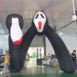 wholesale Free Delivery outdoor activities black inflatable halloween arch with sword halloween led lighting inflatables ghost archway