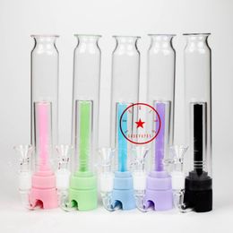 Latest Colorful Silicone Bong Pipes Kit Mini Bubbler Hookah Waterpipe Oil Rigs Filter Handle Bowl Portable Dry Herb Tobacco Cigarette Holder Banger Smoking DHL