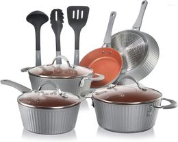 Cookware Sets Nonstick Excilon |Home Kitchen Ware Pots & Pan Set With Saucepan Frying Pans Cooking Lids Utensil PT
