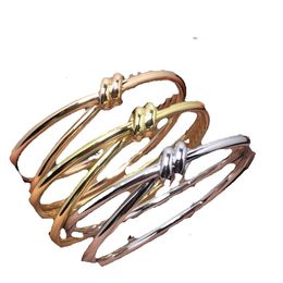 Designer Gold Sterling Silber Knoten Glattes Paar Armband Damen Modeschmuck Valentinstag Großhandel mit Box