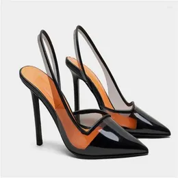 Dress Shoes Black Rhinestone High Heels Women Slingback Stiletto Sandals Woman Pumps Fashion Female Red Green Heeled