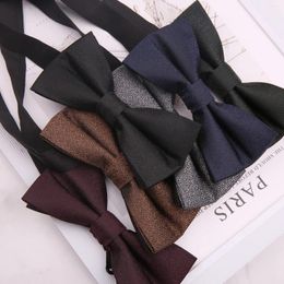 Bow Ties 6 12CM Modern Stylish Classic Wine Black British Style Solid Polyester Bowtie For Man Groom Business Wedding Casual Necktie