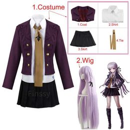 New Cosplay Anime Costumes Danganronpa Kirigiri Kyouko Role-playing Purple Wig Halloween Party Womens Clothing Including Shirt and Tiec 275