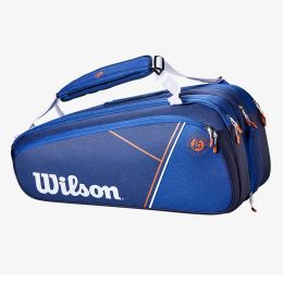 Bags Wilson Roland Garros Super Tour 15PK Tennis Rackets Bag French Open Large Thermoguard Lining Tennis Bag With Shoes Compartment