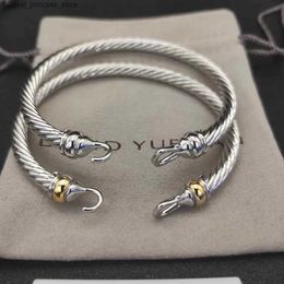 Charm Bracelets DY 5MM hook Twisted wire Buckle in Sterling Silver with 14K Yellow Plated Q240321