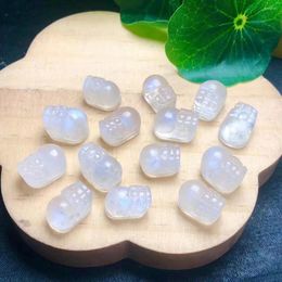 Decorative Figurines Unit One Piece 12mm To 13mm Hand Carved Natural Blue Moonstone Crystal Healing PiXiu Carving For Jewellery Gift