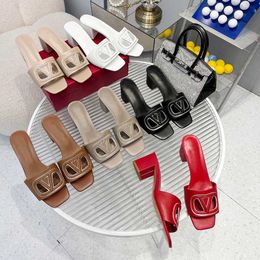 Brand Designer Sandals Women Shoes 100% genuine leather Slipper High Heel Sandal Classic Flat Slides Beach Slipper Box