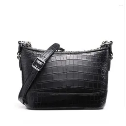 Totes Ouluoer Nile Crocodile Bag Black Leather Cross Shoulder Fashion Chain For Ladies Women Handbag
