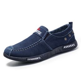 Boots Fashion Men Canvas Shoes Male Summer Casual Denim Shoes Mens Sneakers Slip on Loafers Driving Moccasin Chaussure Homme Black